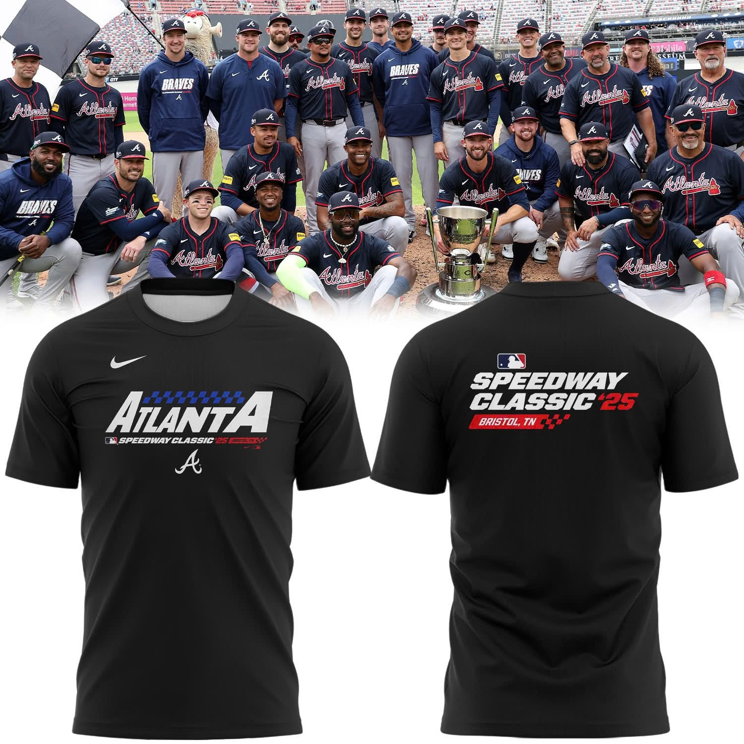 Atlanta Braves Speedway Classic '25 Bristol TN T-Shirt 2025 MLB Merch Baseball Fan Apparel-1