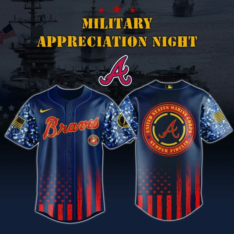 Atlanta Braves US Marine Corps Semper Fidelis Jersey USMC Military Appreciation Night Gifts-1