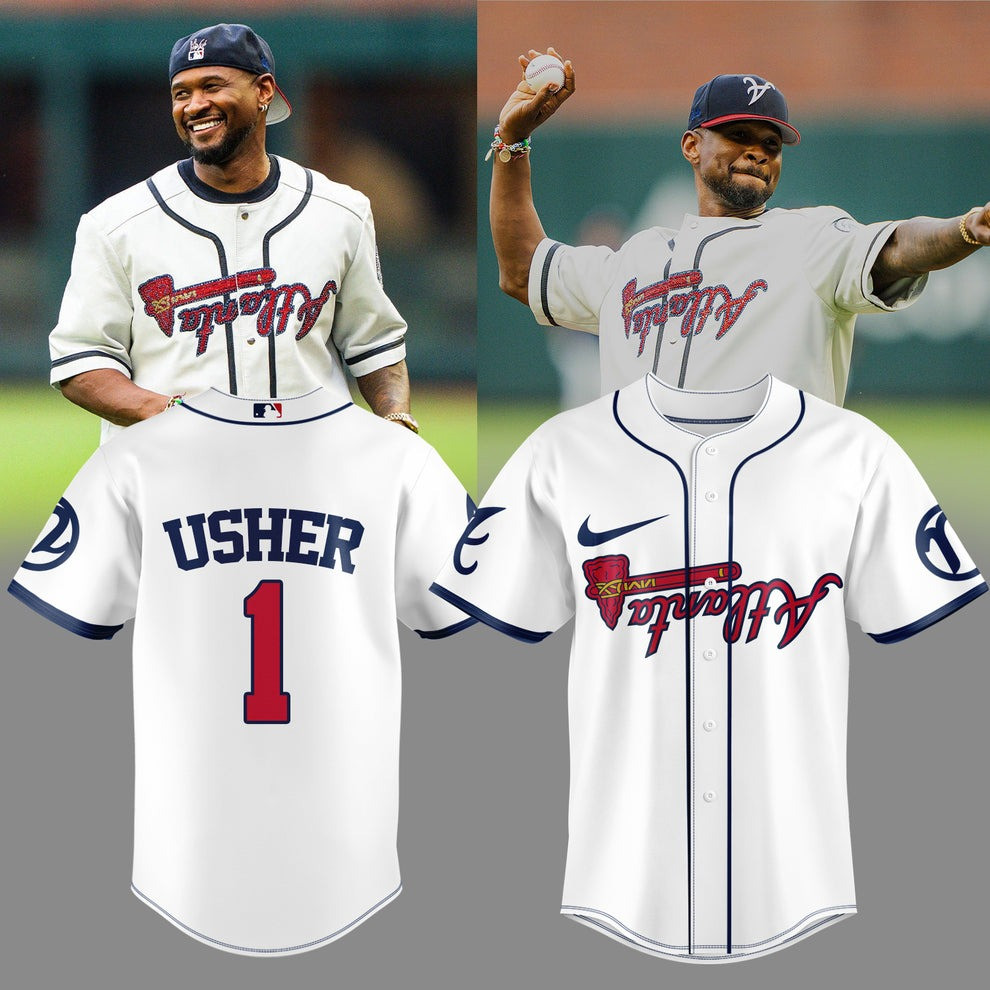 Atlanta Braves Usher Number 1 2025 All-Star Game Jersey MLB Merch Uniforms Fan Clothing-1