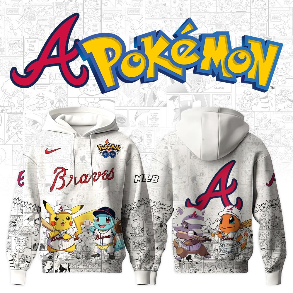 Atlanta Braves X Pokemon Go Hoodie MLB Merch Best Gifts For Baseball Lovers Fans-1