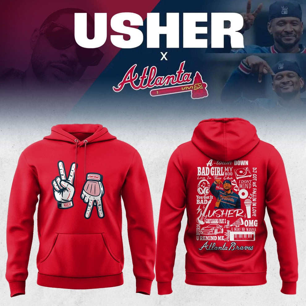 Atlanta Braves x Peace Up A Town Down Usher Hoodie 2025 Best Fan Braves Baseball Gifts-1