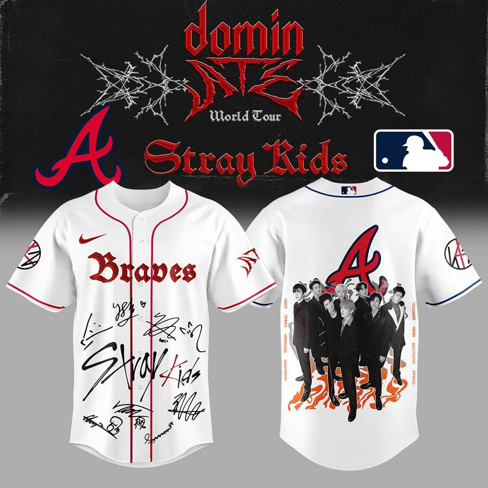 Atlanta Braves x Stray Kids Dominate World Tour Jersey ATE Show Signature Concert Fan Merch-1
