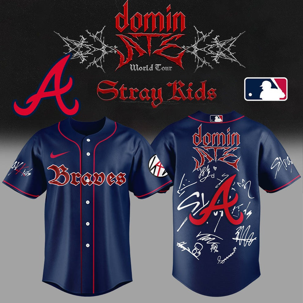 Atlanta Braves x Stray Kids Dominate World Tour Jersey ATE Show Signature MLB Fan Merch-1