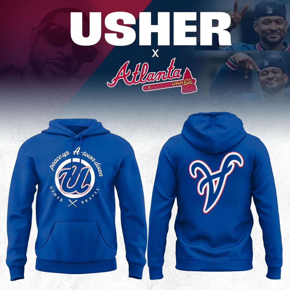 Atlanta Braves x Usher Night 2025 Hoodie Peace Up A Town Down Usher MLB All-Star Fan Merch-1