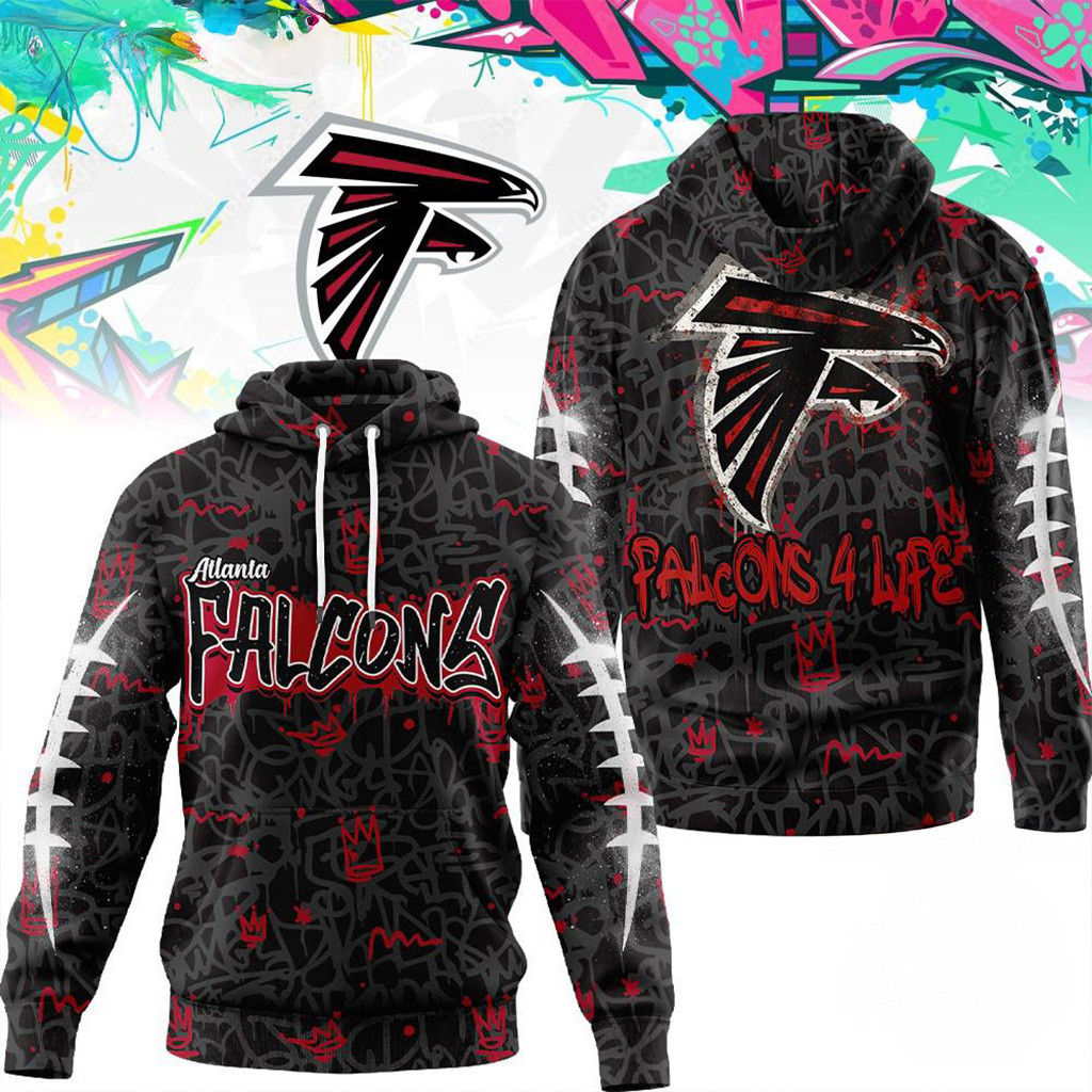 Atlanta Falcons NFL Special Graffiti My Team 4 Life Hoodie Falcons Merch Gifts For Football Fan-1