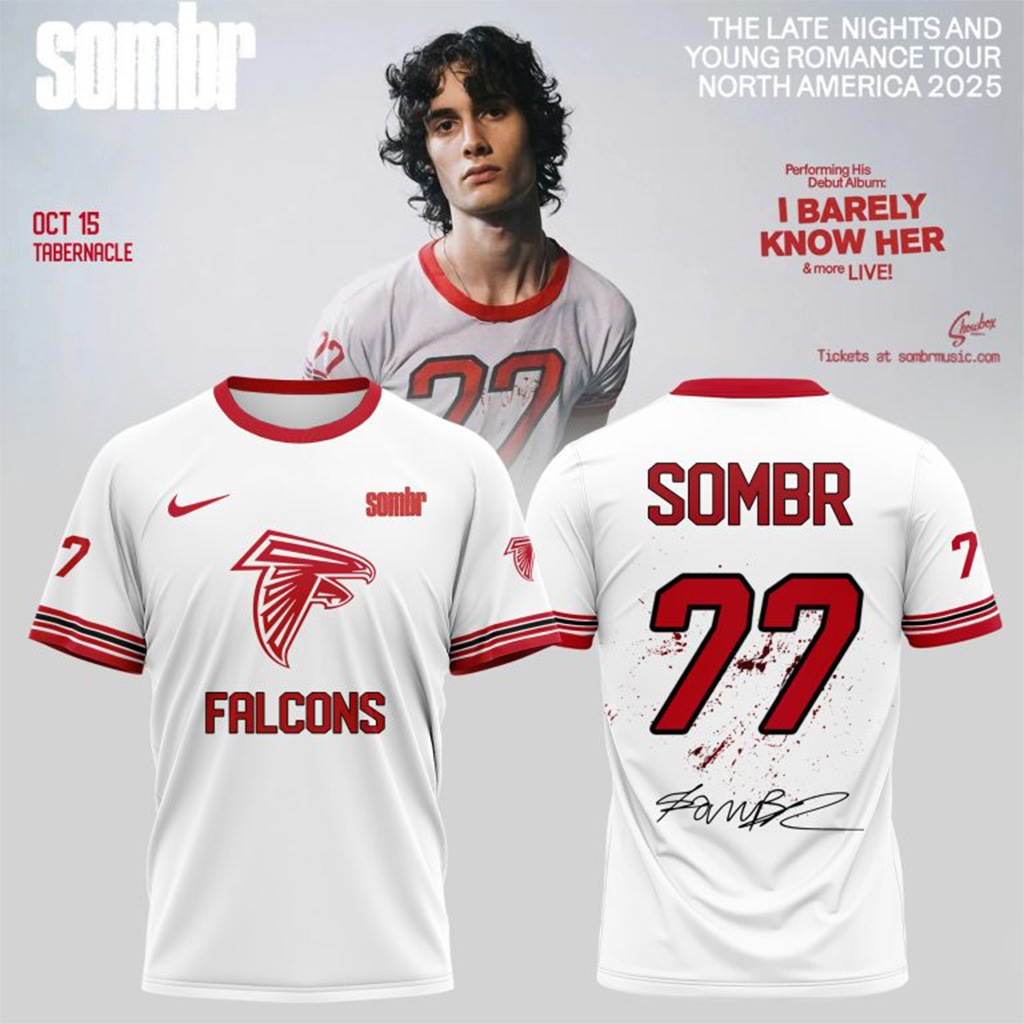 Atlanta Falcons X Sombr The Late Nights Young Romance Tour T-Shirt Fan Merch Gift For Him-1