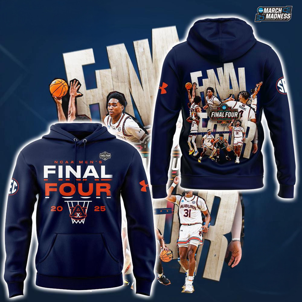 Auburn Tigers Men's Basketball 2025 Final Four Team Player Hoodie Gift For Him-1