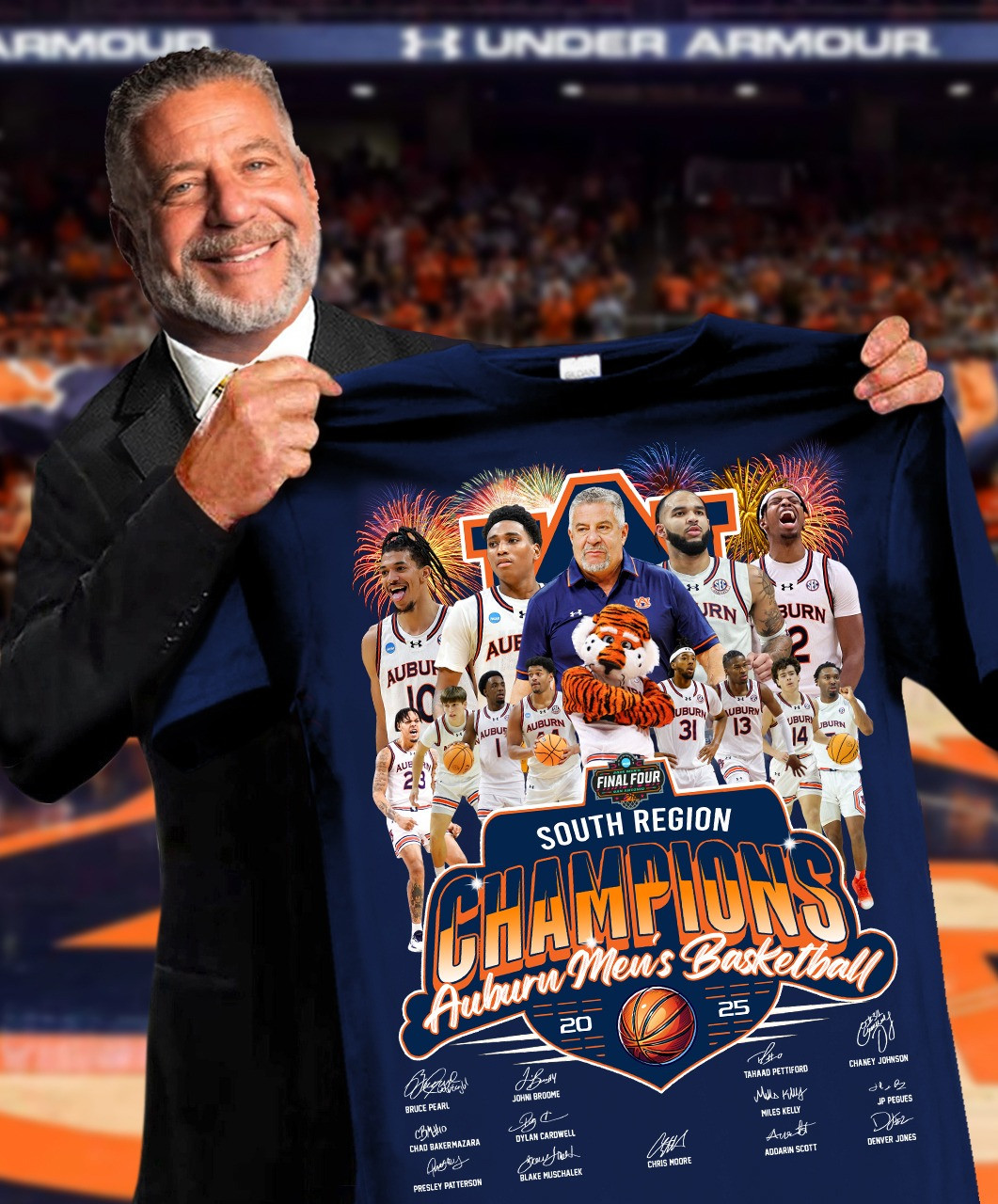 Auburn Tigers Men's Basketball South Region Champions Shirt 2025 Merch Gifts For Fans-1 Auburn Tigers Men's Basketball South Region Champions Shirt 2025 Merch Gifts For Fans-1