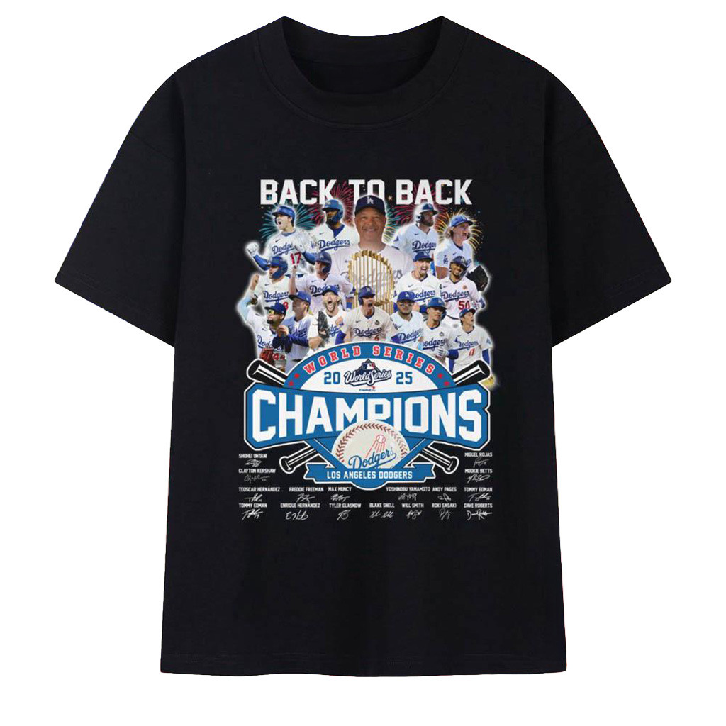 Back to Back World Series 2025 Champions Los Angeles Dodgers T-Shirt LAD World Series Merch 2025-1