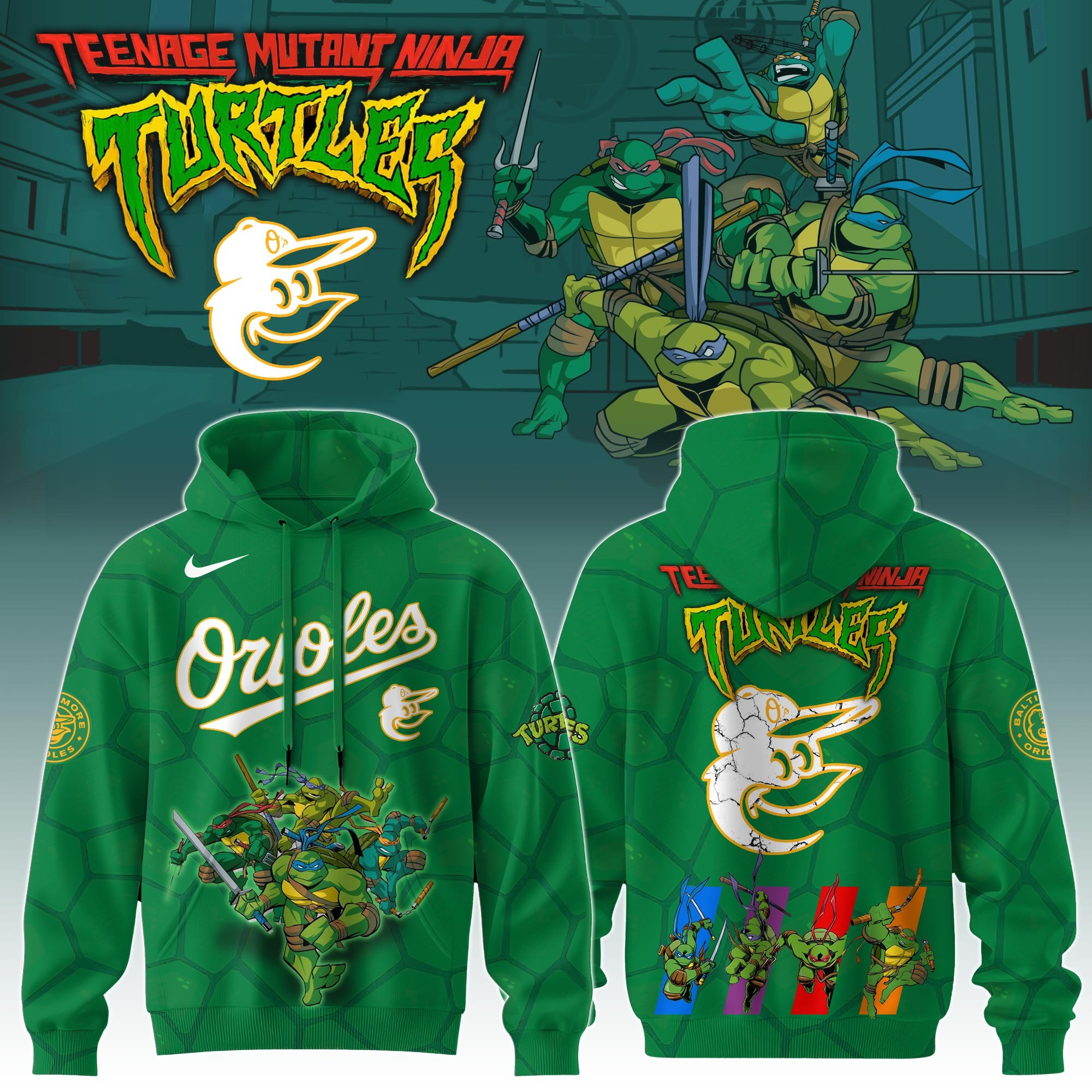 Baltimore Orioles MLB X Ninja Turtles Hoodie Baseball Ninja Turtles Lovers Fan Gifts-1