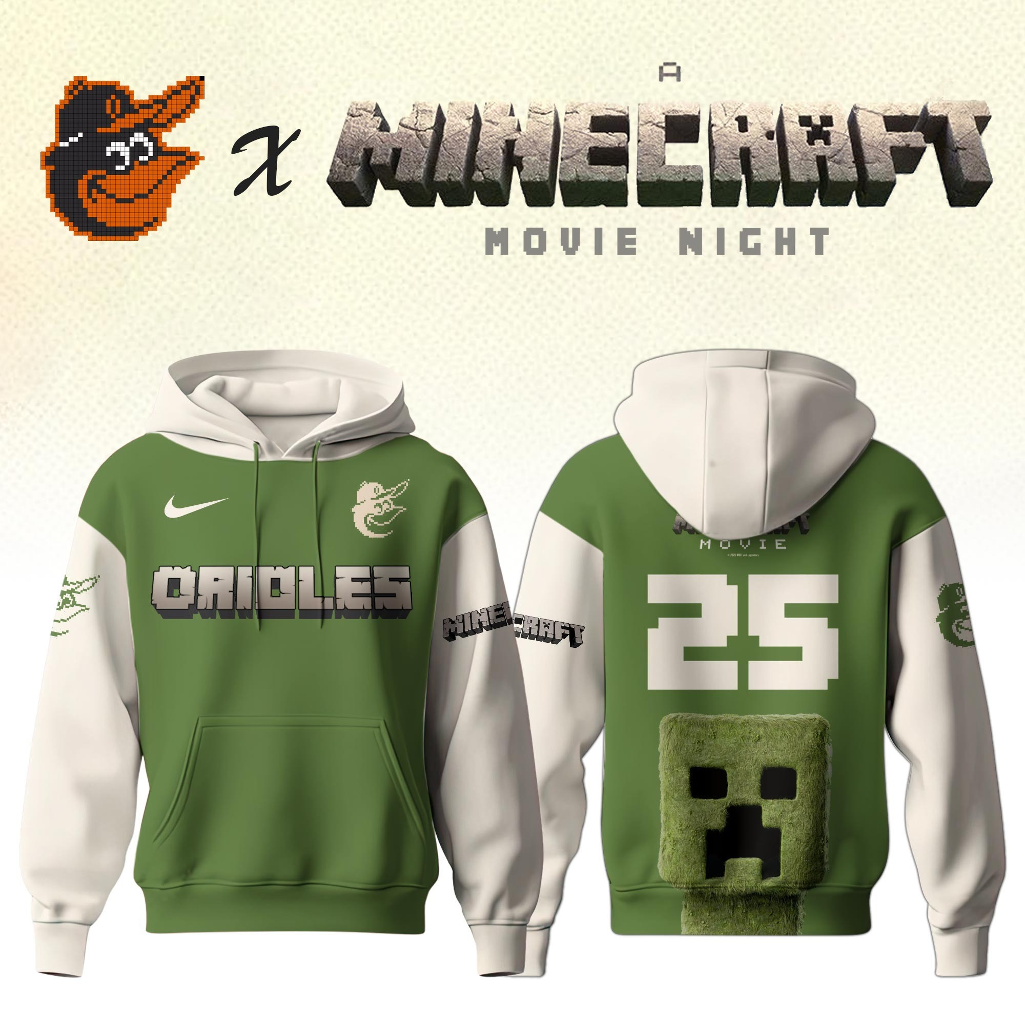 Baltimore Orioles MLB x A MINECRAFT MOVIE Night Hoodie Unique Gifts Baseball Fans-1