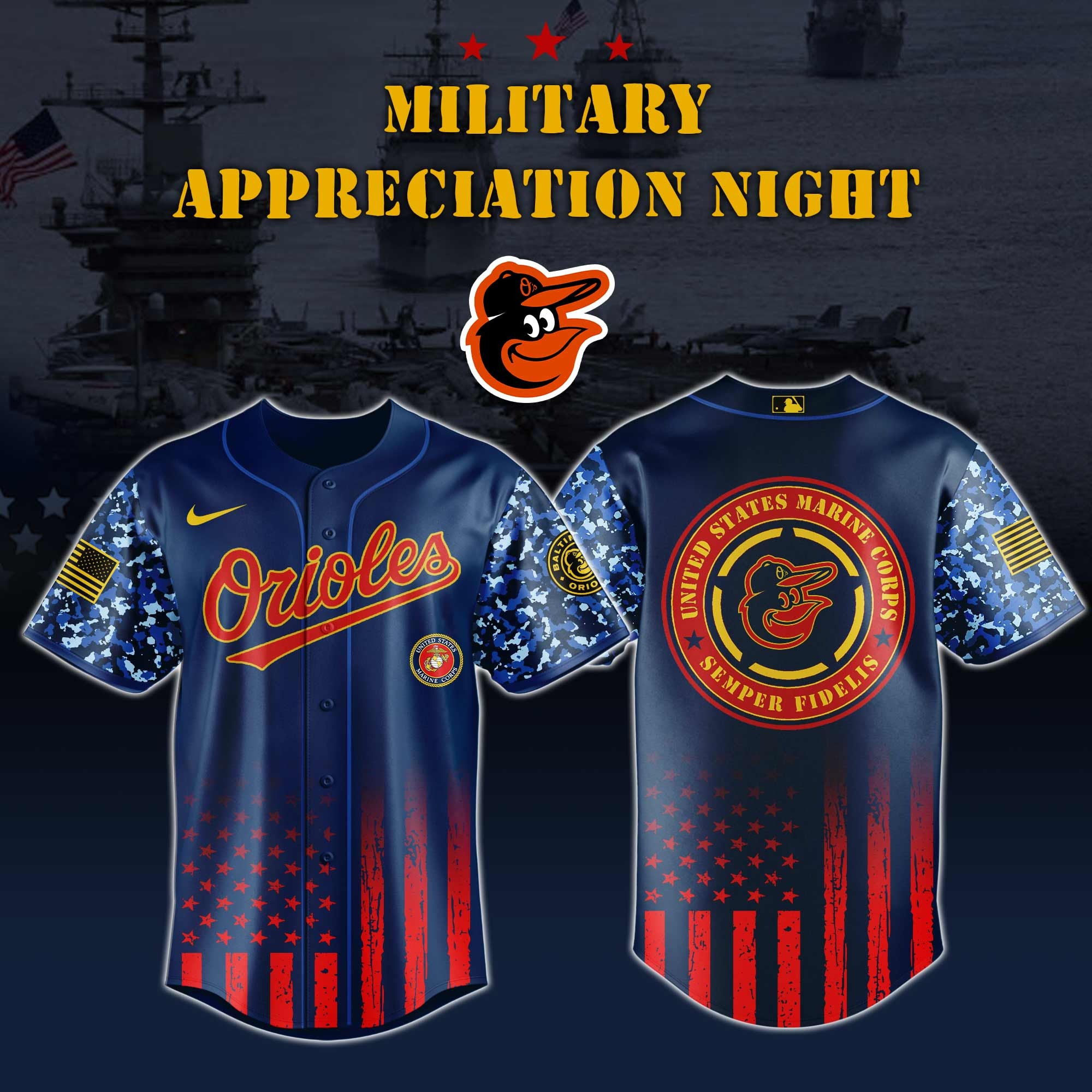 Baltimore Orioles US Marine Corps Semper Fidelis Jersey USMC Military Appreciation Night-1