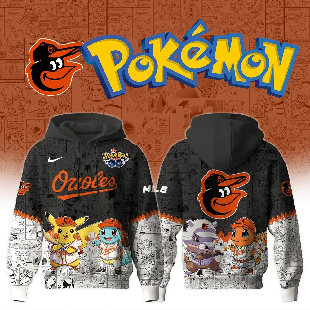 Baltimore Orioles X Pokemon Go Hoodie MLB Fan Merch Gifts For Baseball Lovers For Him Her-1