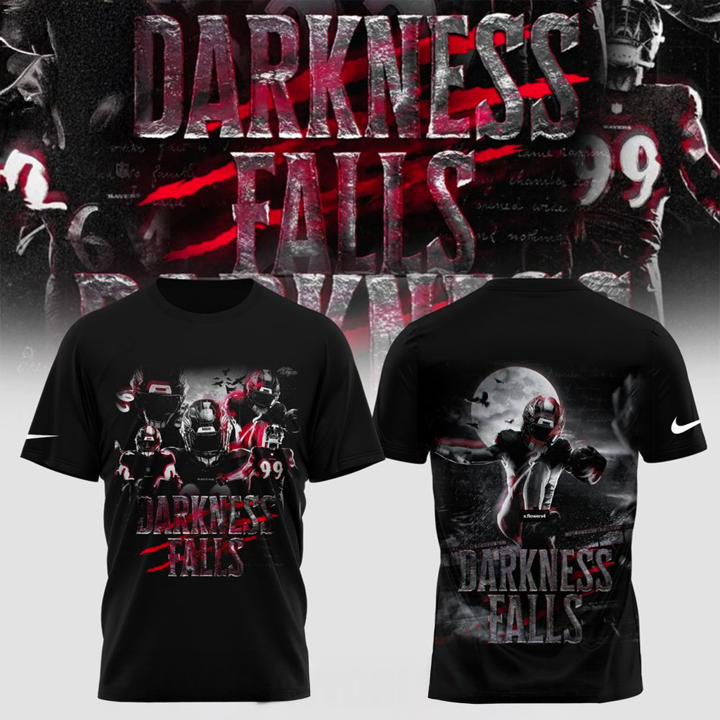 Baltimore Ravens Darkness Falls T-Shirt Baltimore Ravens Merch Football Gifts For Men-1