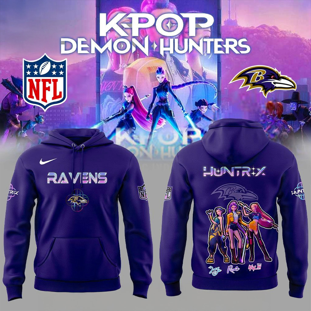 Baltimore Ravens x KPop Demon Hunters Hoodie Baltimore Ravens Merch Gifts For Her-1