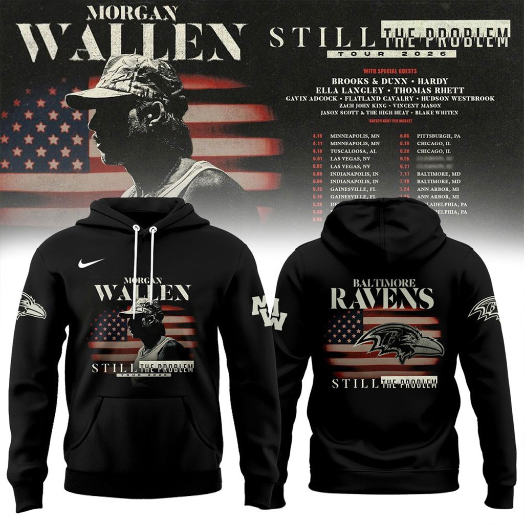 Baltimore Ravens x Morgan Wallen Still The Problem Tour 2026 Hoodie Ravens Merch Fans Gifts-1