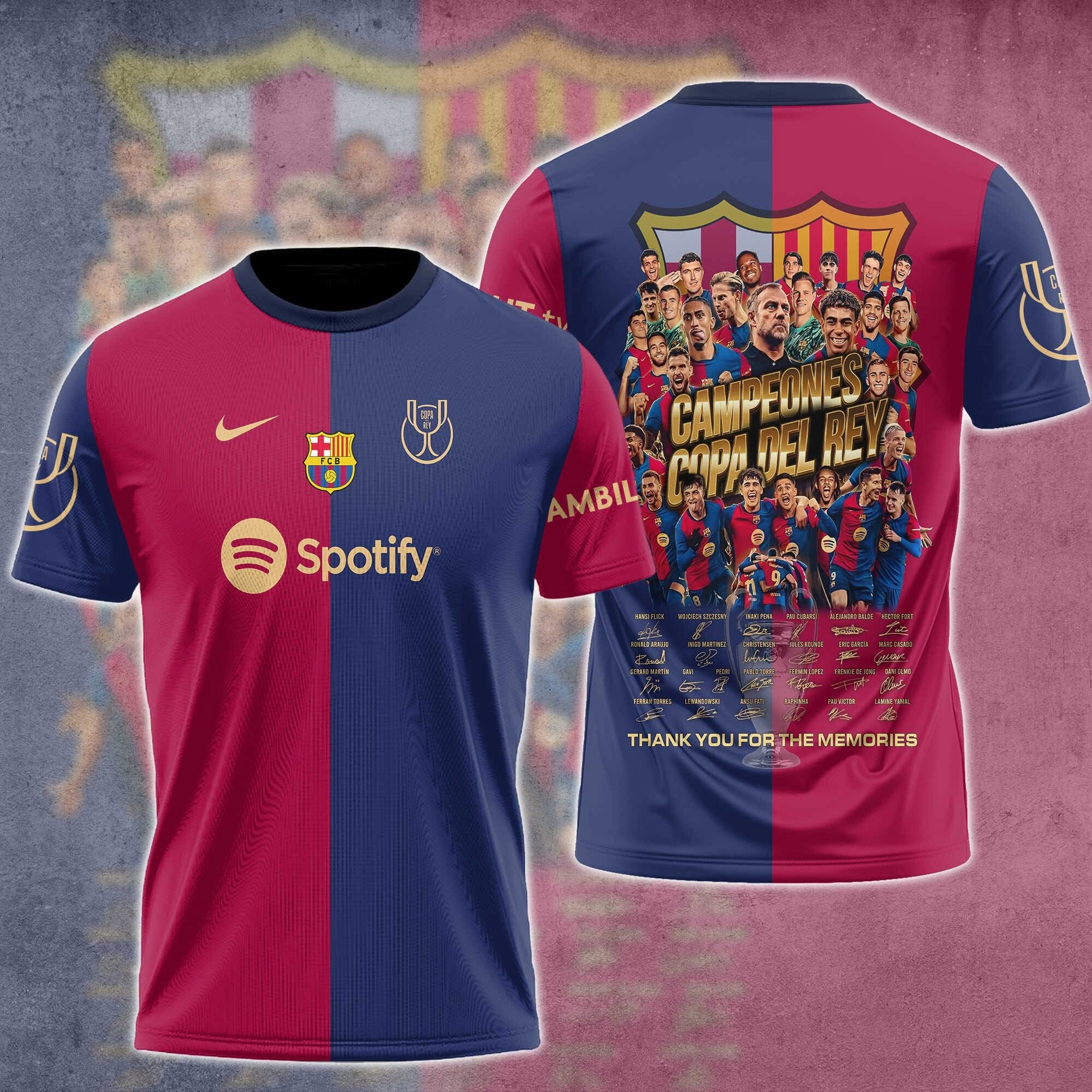 Barcelona Champions Copa Del Rey 2025 T-Shirt Thank You For The Memories Barcelona FC Merch-1