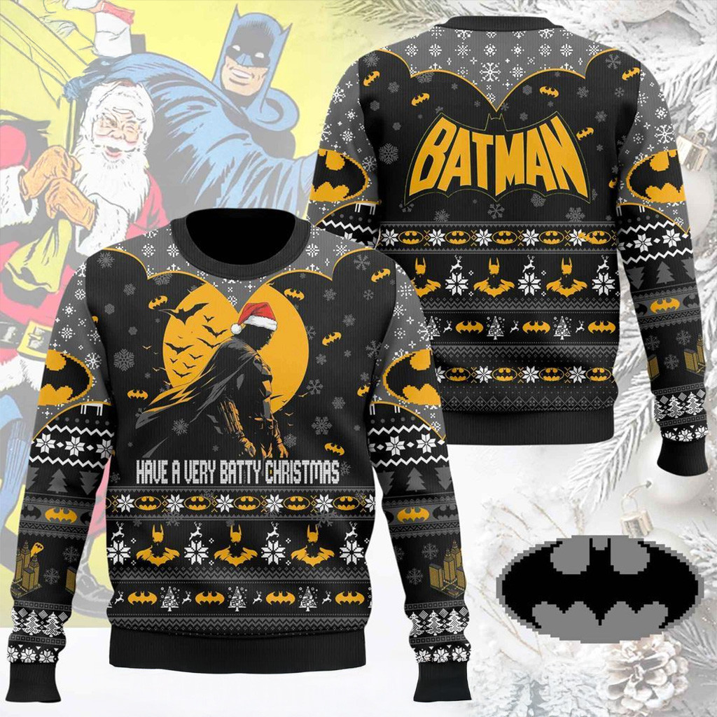 Batman Have A Very Batty Christmas Sweater Batman Merch Dad Christmas Gifts-1 Batman Have A Very Batty Christmas Sweater Batman Merch Dad Christmas Gifts-1