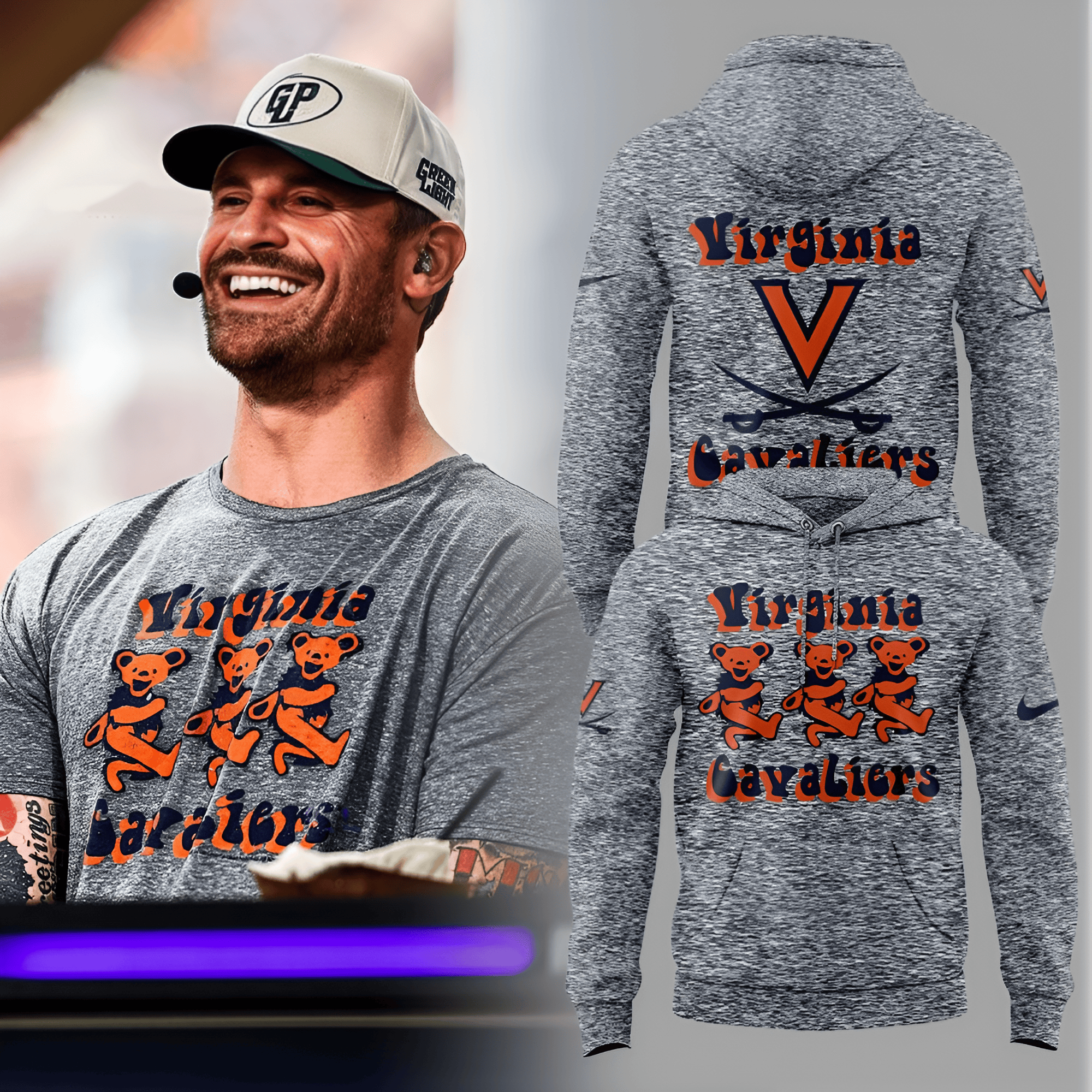 Bear Virginia Cavaliers Hoodie Virginia Cavaliers Clothing Football Game Day Apparel Gifts-1