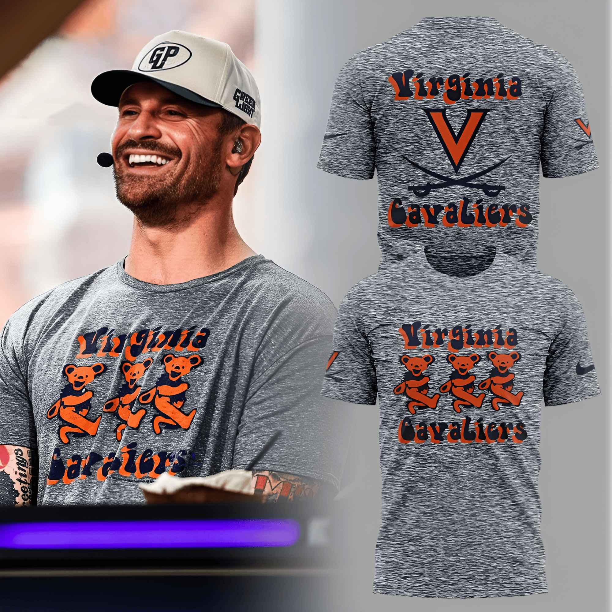 Bear Virginia Cavaliers T-Shirt Virginia Cavaliers Merch Football Merch Game Day Apparel Gifts-1
