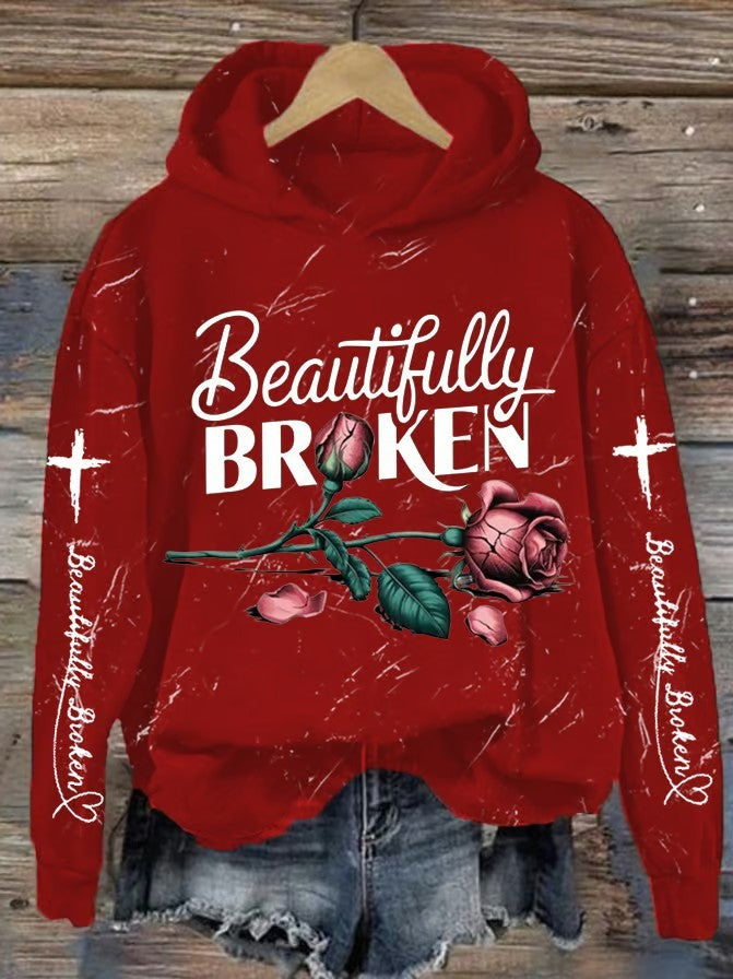 Beautifully Broken Rose Hoodie Country Music Lover Jelly Roll Fans Father's Day Gift for Husband-1