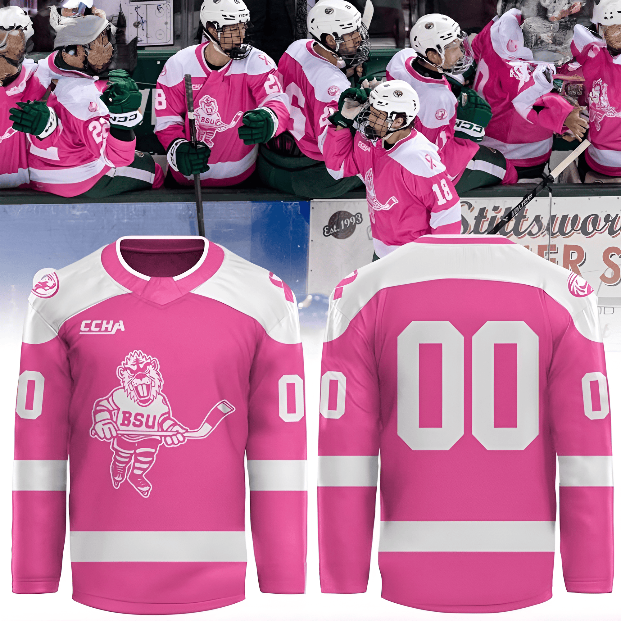 Bemidji State Hockey Jersey Pink In The Rink Clothing Bemidji State Hockey Lovers Gifts-1
