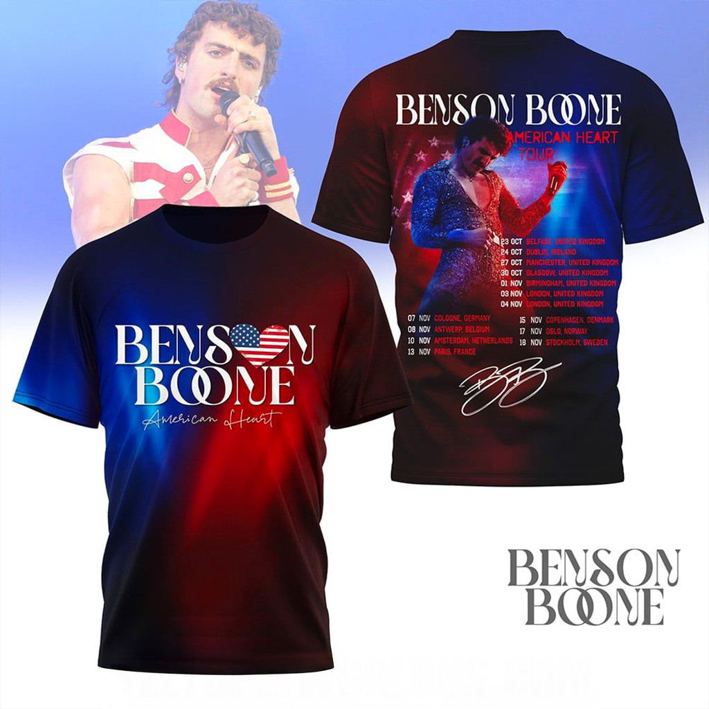 Benson Boone American Heart Tour T-Shirt Benson Boone Merch Christmas Gifts For Music Lovers-1