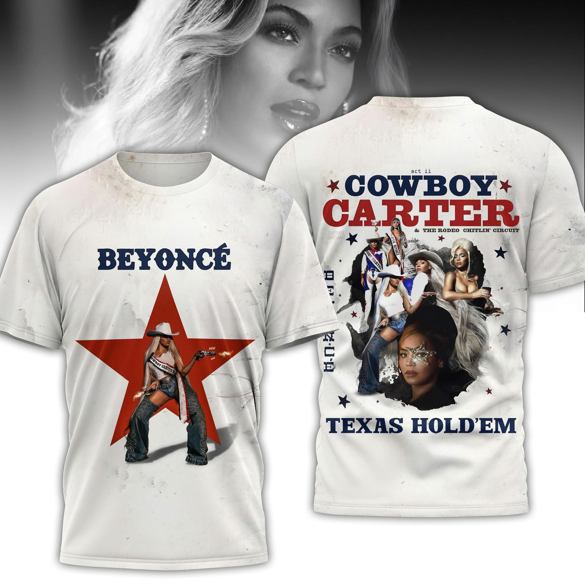 Beyonce Cowboy Carter Tour Merch T-Shirt Texas Hold'Em Best Gifts For Beyonce Lovers Fans-1