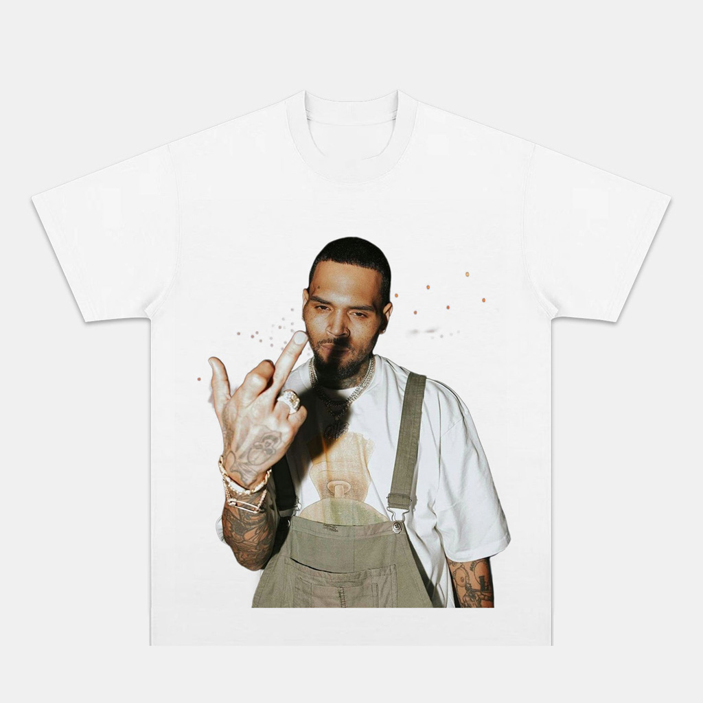 Big Face Chris Brown White T-Shirt Chris Brown Merch Cool Gifts For Music Lovers-1