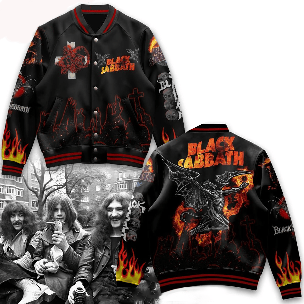 Black Sabbath Hellfire Varsity Jacket Best Father's Day Gifts Birthday Gift for Husband-1