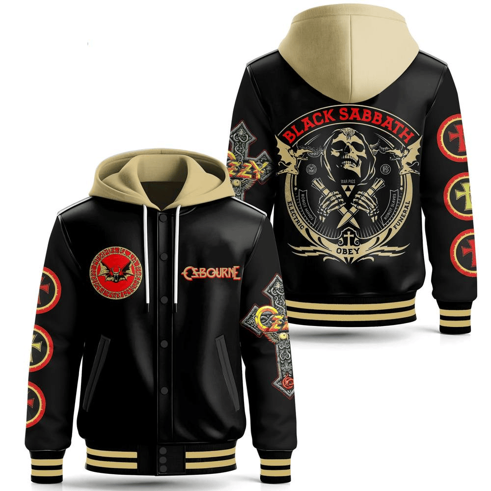 Black Sabbath Ozzy Osbourne Limited Edition Hooded Baseball Jacket Black Sabbath Merch Fans Gift-1