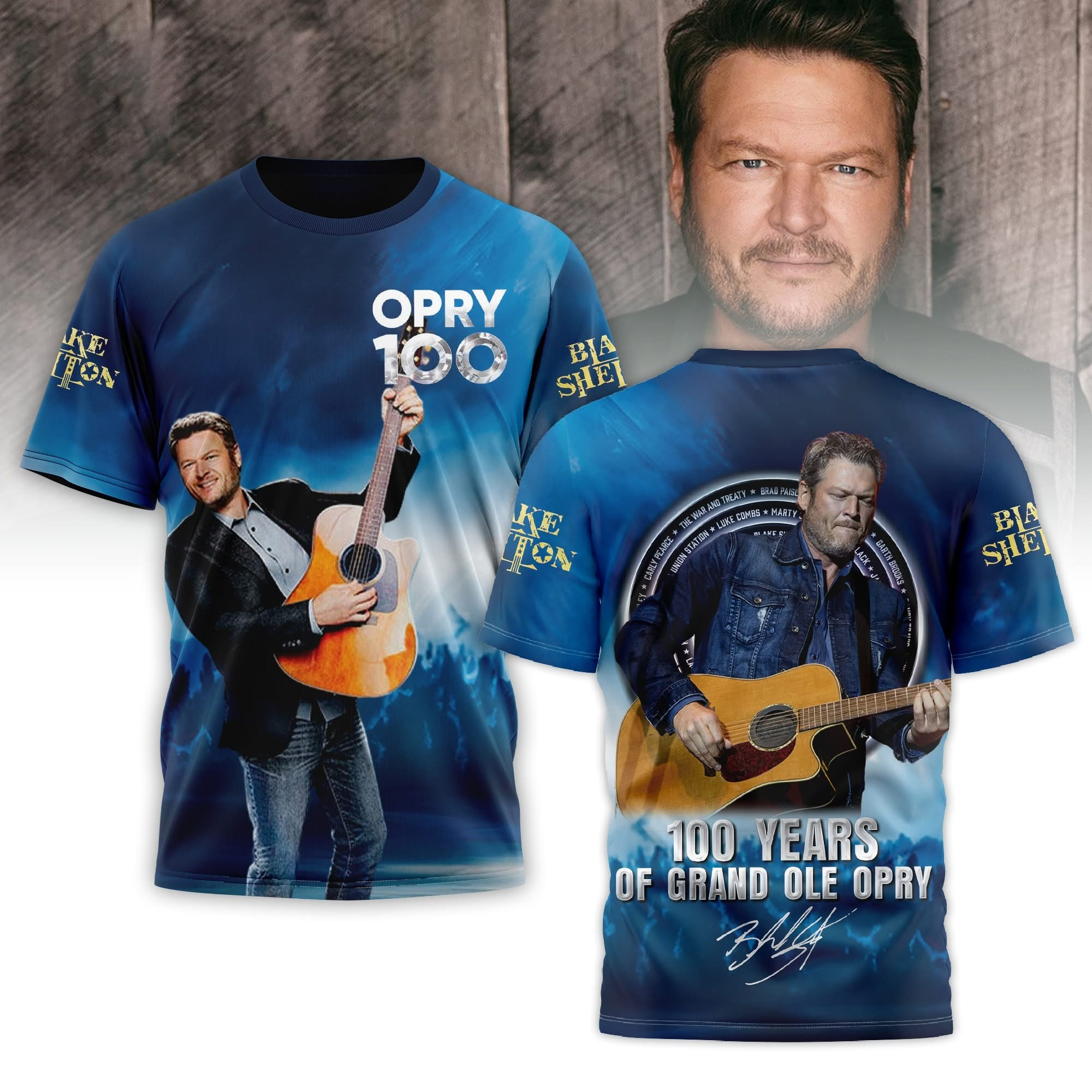 Blake Shelton 100 Years Of Grand Ole Opry T-Shirt Merch Gifts For Blake Shelton Fans-1