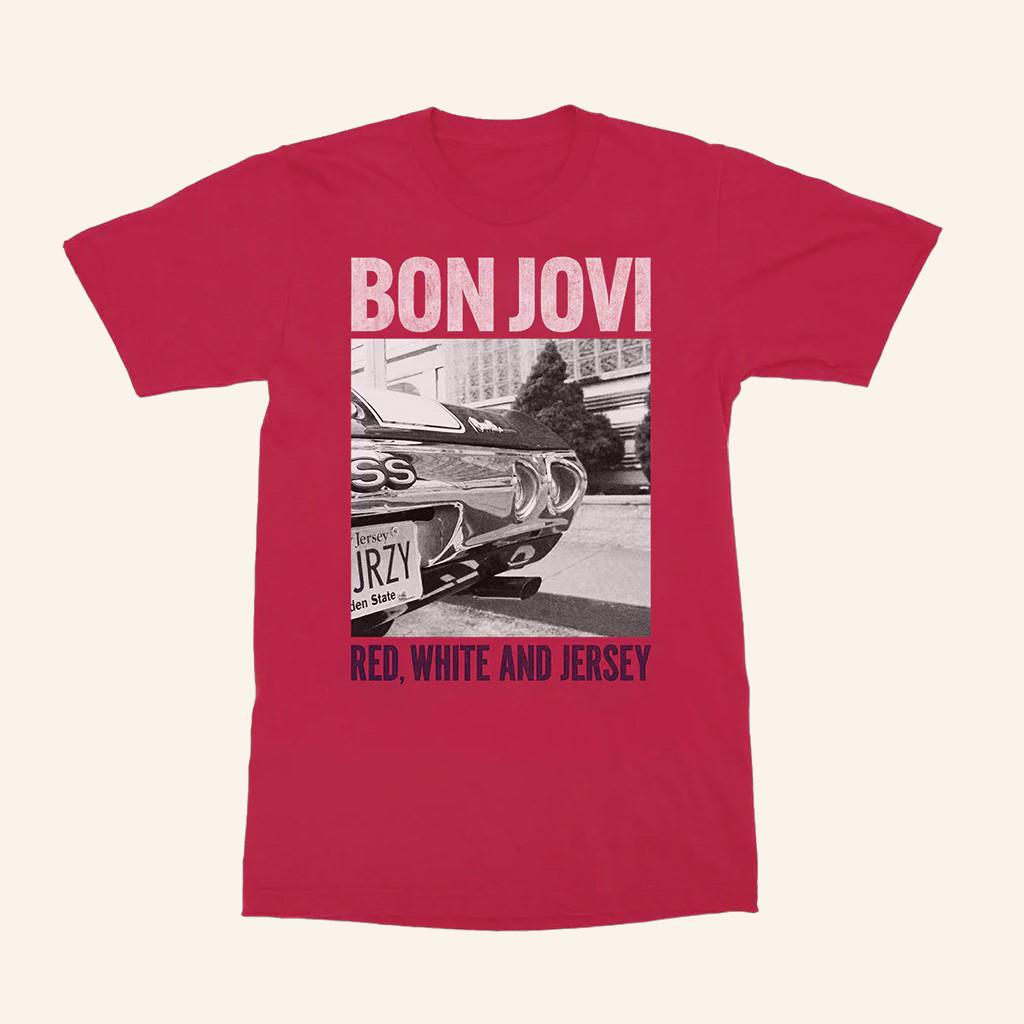 Bon Jovi Merch Forever Red White And Jersey Red T-Shirt Gifts For Rock Band Fans-1