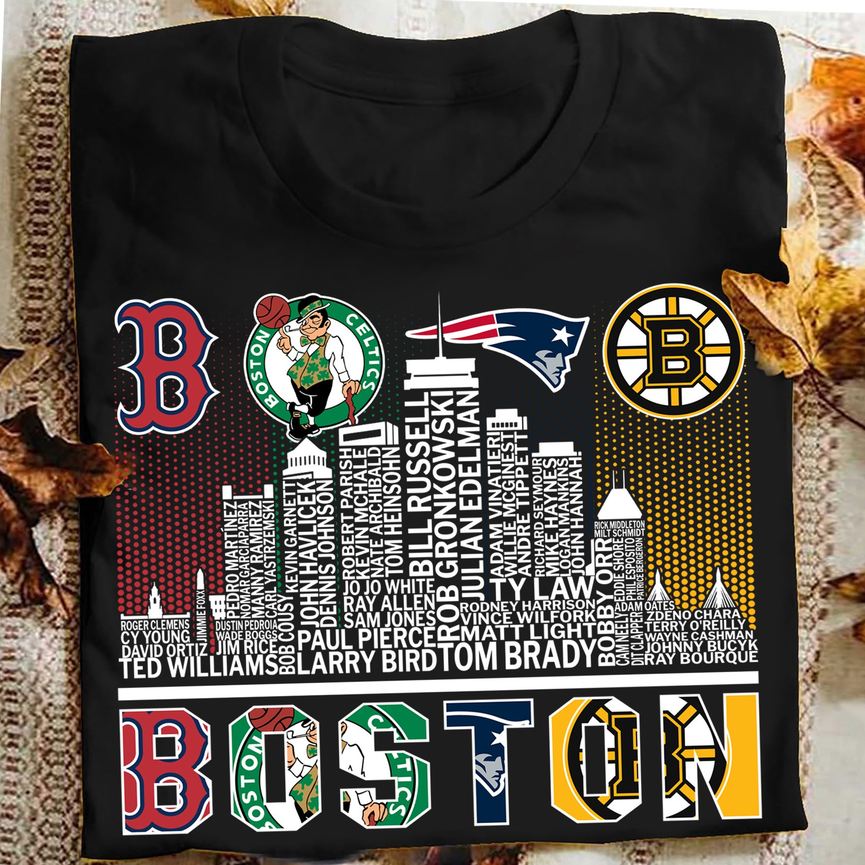 Boston City T-Shirt Red Sox Celtics Patriots Bruins Gifts For Boston Sport teams Fans-1