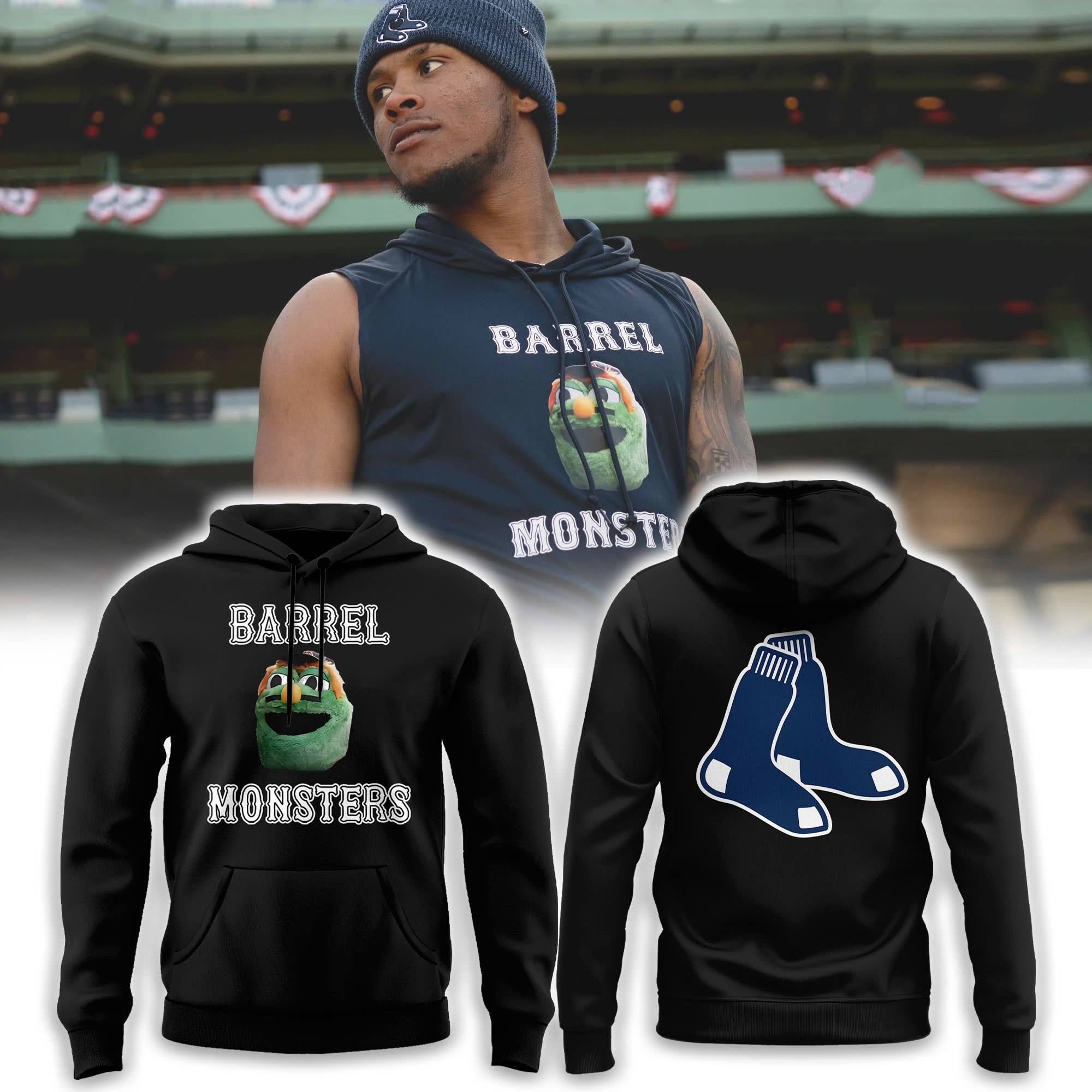 Boston Red Sox Barrel Monsters Hoodie Merch Gifts For Boston Red Sox Fans Baseball Lovers-1