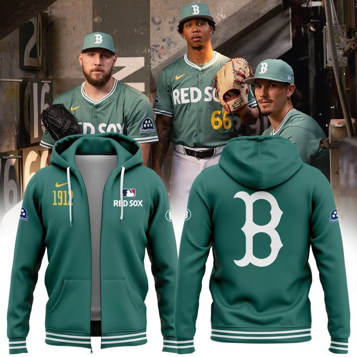 Boston Red Sox City Connect 1912 2025 Zip Hoodie Fenway Green MLB Merch Uniforms Fan Gifts-1