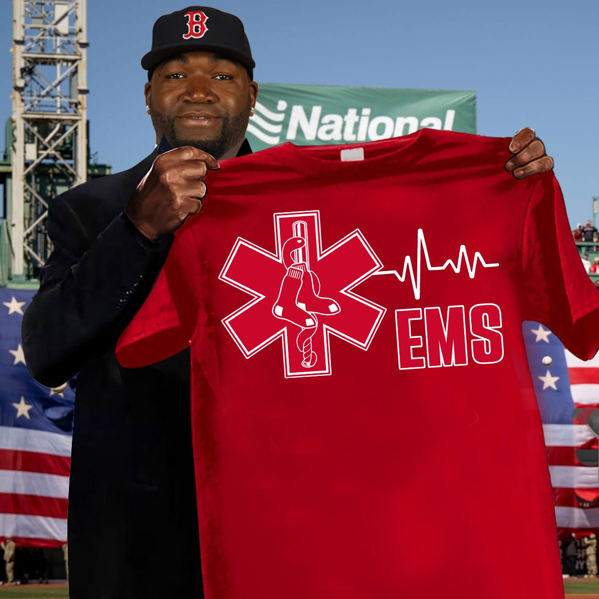 Boston Red Sox EMS T-Shirt Support Emergency Medical Services Red Sox Fan Merch Gifts-1