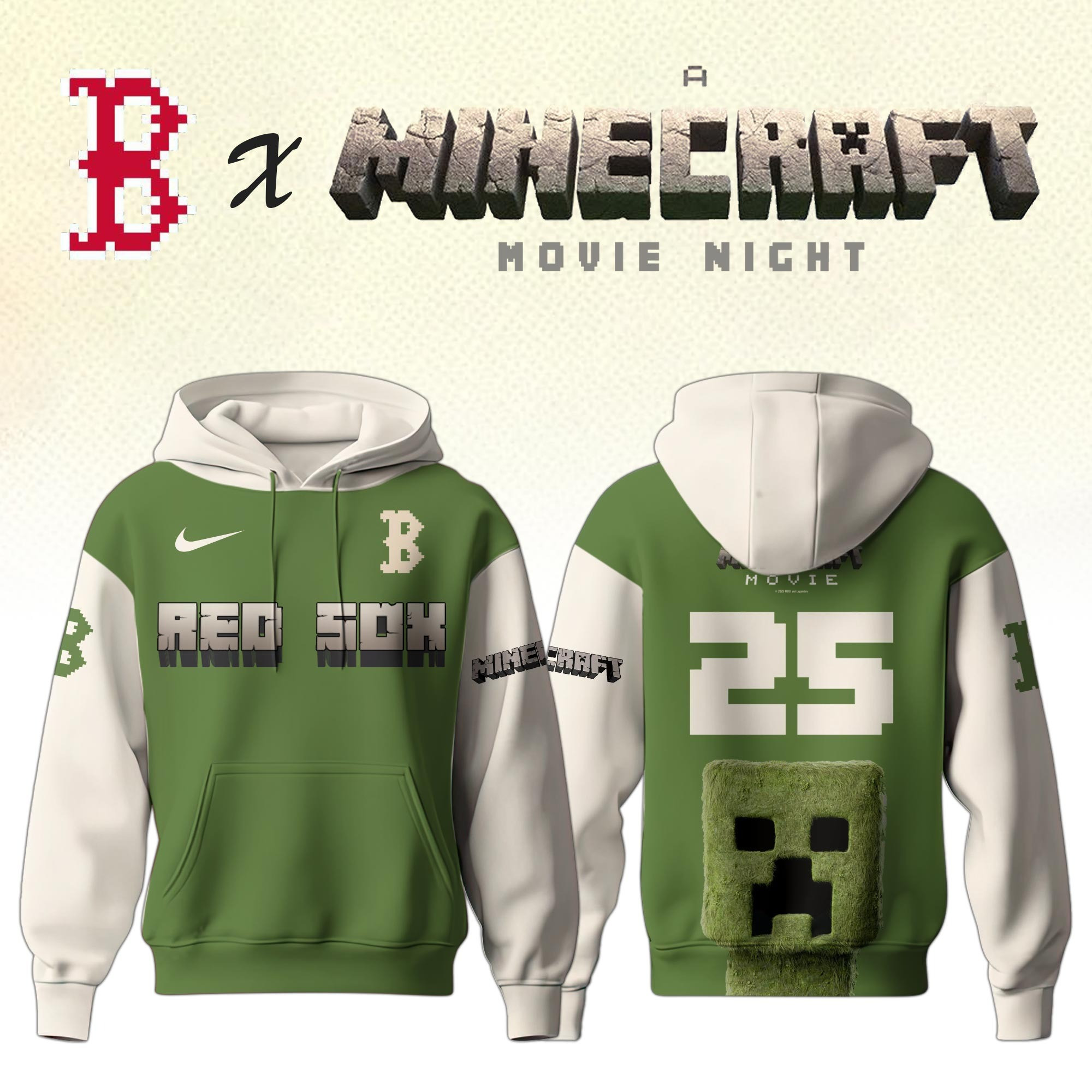 Boston Red Sox MLB x A MINECRAFT MOVIE Night Hoodie Unique Gifts Baseball Fans-1