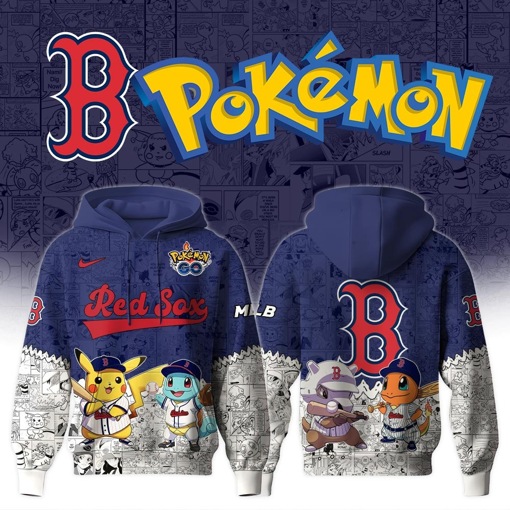 Boston Red Sox X Pokemon Go Hoodie MLB Merch Best Gifts For Baseball Lovers Fans-1