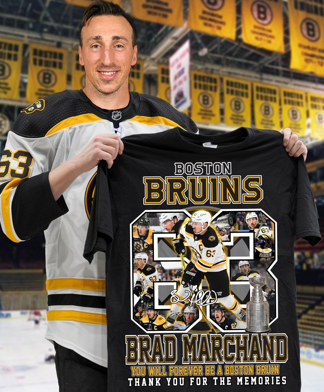 Brad Marchand Boston Bruins T-Shirt Thank You For The Memories Hockey Fan Gift Ideas-1