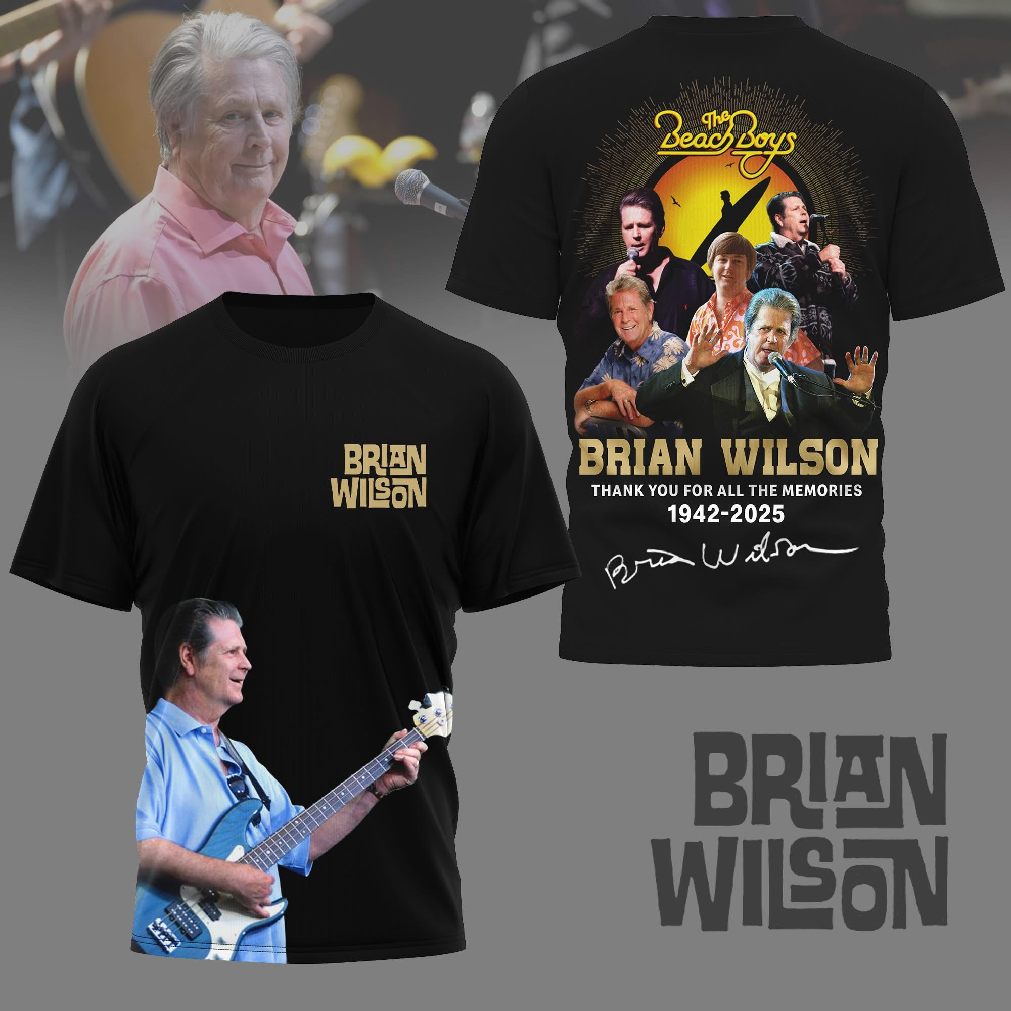 Brian Wilson Rest In Peace T-Shirt The Beach Boys Thank You For The Memories Rock Fan Gifts-1 Brian Wilson Rest In Peace T-Shirt The Beach Boys Thank You For The Memories Rock Fan Gifts-1