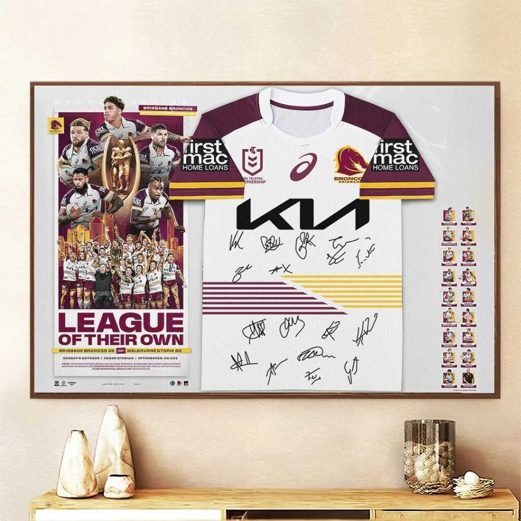 Brisbane Broncos 2025 NRL Premiers Rectangle Poster Broncos Merch Gifts For Fans-1
