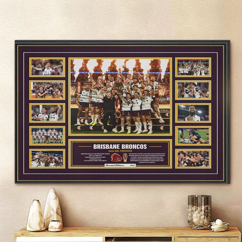 Brisbane Broncos 2025 NRL Premiers Rectangle Poster Broncos Merch Living Room Wall Art-1