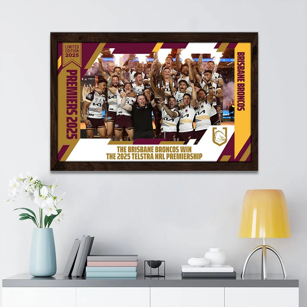 Brisbane Broncos 2025 NRL Premiers Rectangle Poster Broncos Merch Wall Art Decor For Fans-1