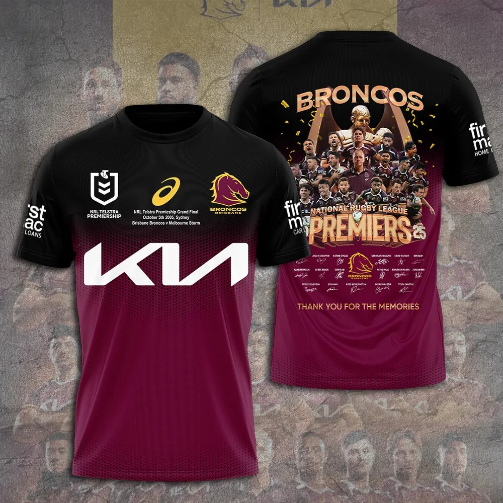 Brisbane Broncos 2025 NRL Premiers Shirt Broncos Merch Xmas Gifts For Football Lovers-1