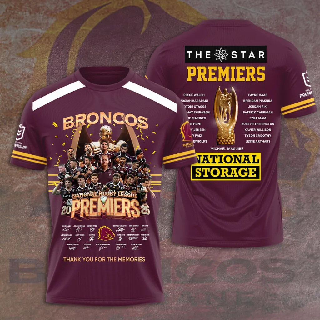 Brisbane Broncos 2025 NRL Premiers T-Shirt Broncos Merch Best Gift For Football Lovers-1