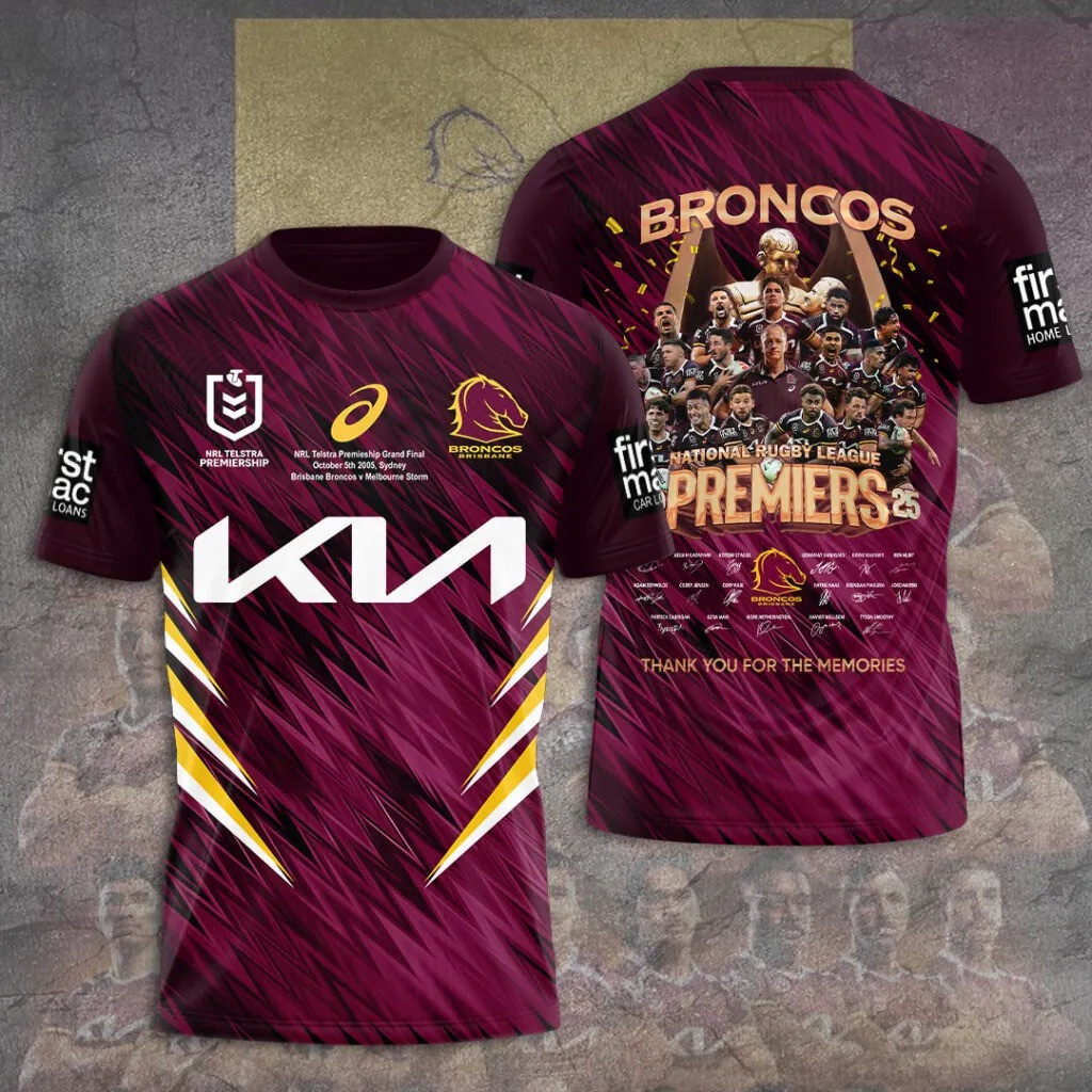 Brisbane Broncos 2025 NRL Premiers T-Shirt Broncos Merch Husband Christmas Gift Ideas-1