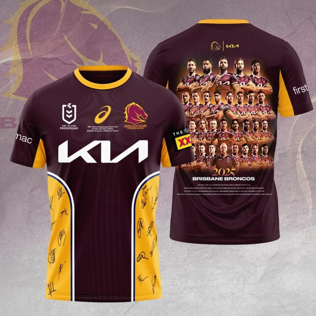 Brisbane Broncos 2025 NRL Premiers T-Shirt Broncos Merch Xmas Gift Ideas For Football Lovers-1