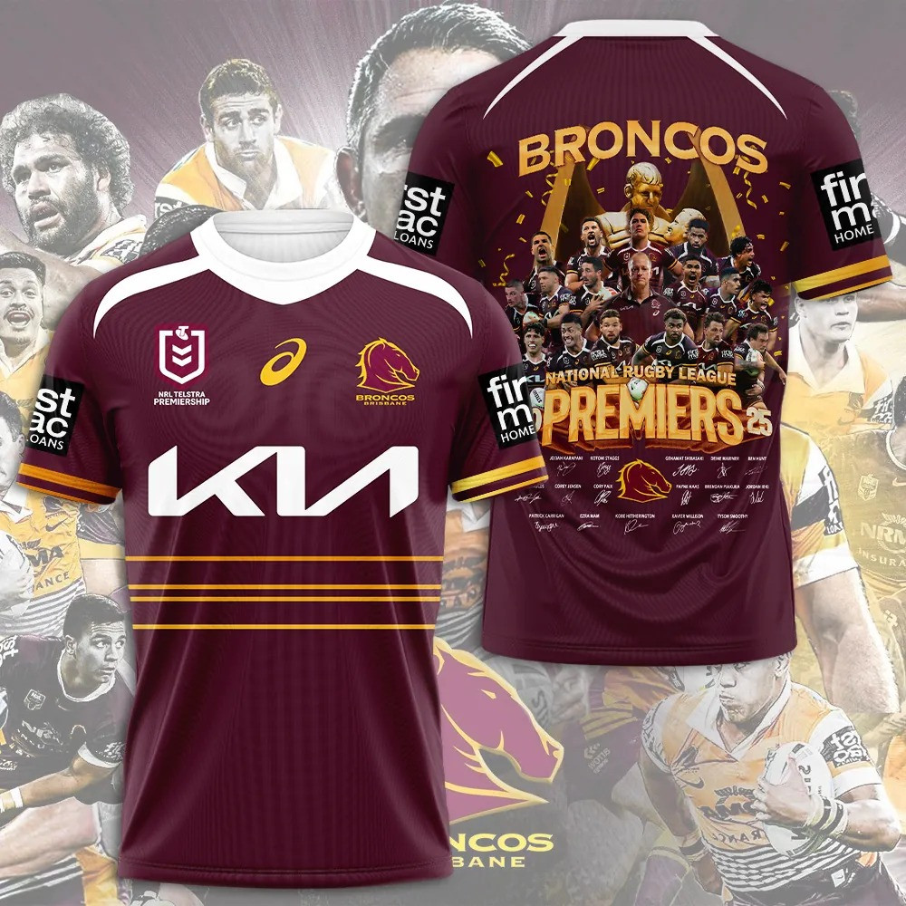 Brisbane Broncos 2025 NRL Premiers T-Shirt Broncos Merch Xmas Gifts For Him-1
