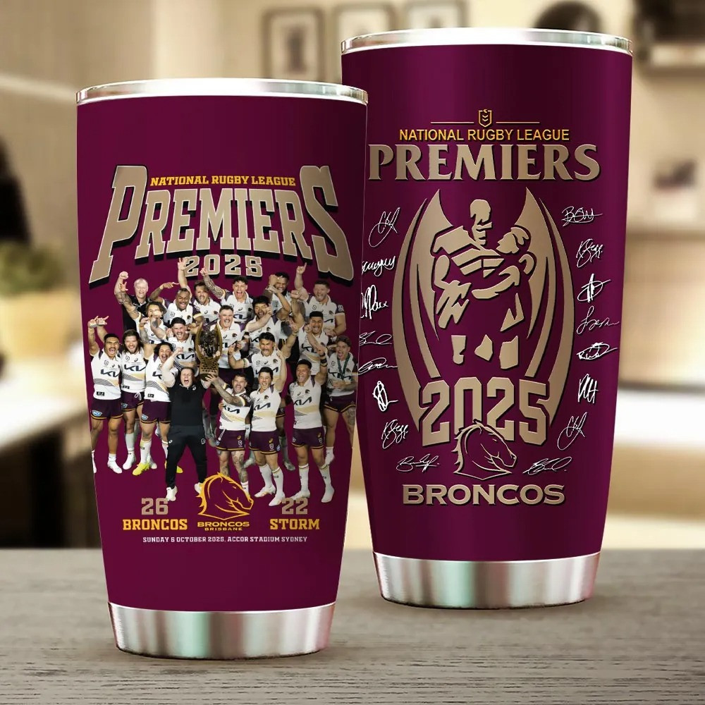 Brisbane Broncos 2025 NRL Premiers Tumbler Broncos Merch Christmas Gifts For Husband-1